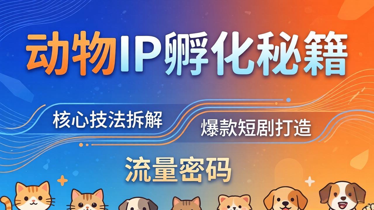 动物IP孵化全套秘籍，三大核心技法拆解，打造爆款萌宠短剧，轻松拿捏赛道流量密码 - 觅资源
