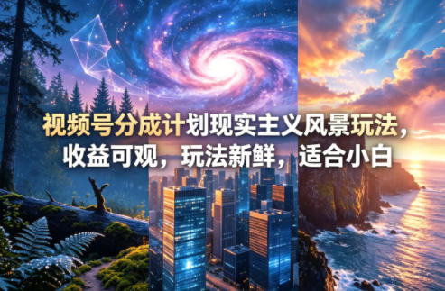 视频号分成计划现实主义风景玩法，收益可观，玩法新鲜，适合小白 - 觅资源