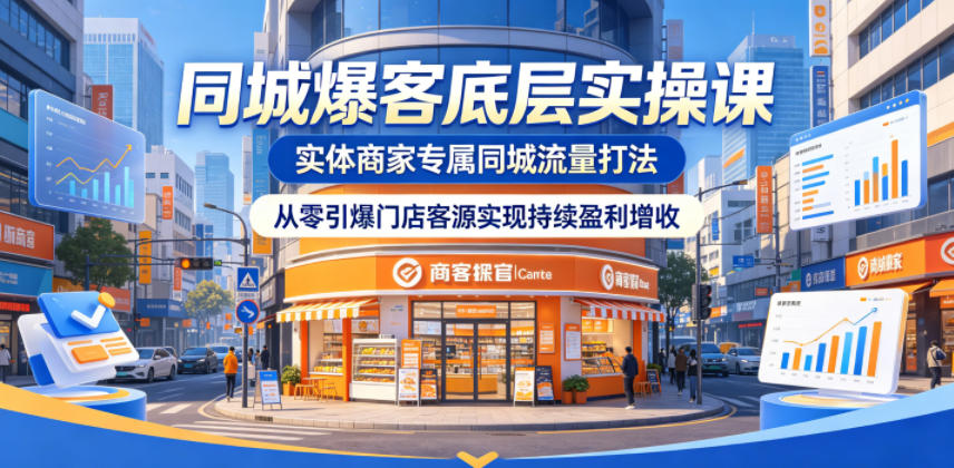 同城爆客底层实操课，实体商家专属同城流量打法，从零引爆门店客源实现持续盈利增收 - 觅资源