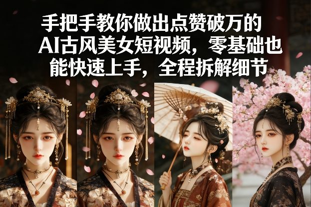 手把手教你做出点赞破万的AI古风美女短视频，零基础也能快速上手，全程拆解细节|中创学习社