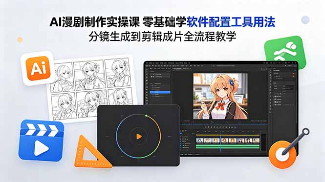 AI漫剧制作实操课 零基础学软件配置工具用法 分镜生成到剪辑成片全流程教学 - 觅资源