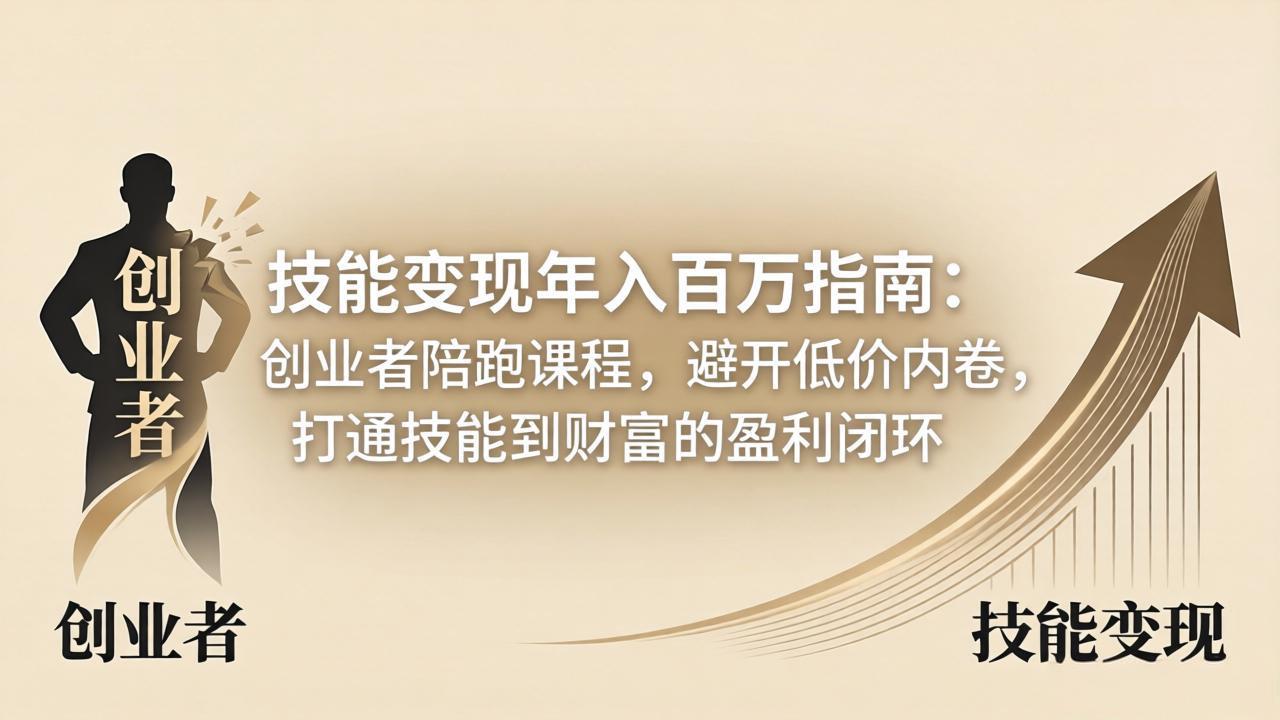 技能变现年入百万指南：创业者陪跑课程，避开低价内卷，打通技能到财富的盈利闭环 - 觅资源