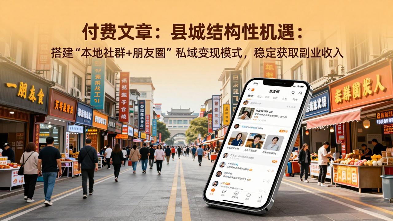 付费文章：县城结构性机遇：搭建“本地社群+朋友圈”私域变现模式，稳定获取副业收入|中创学习社