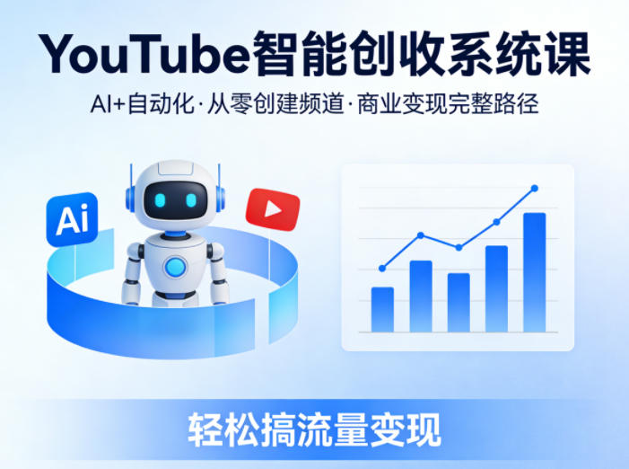 YouTube智能创收系统课，AI+自动化，从零创建YouTube频道并实现商业变现的完整路径，轻松搞流量变现 - 觅资源