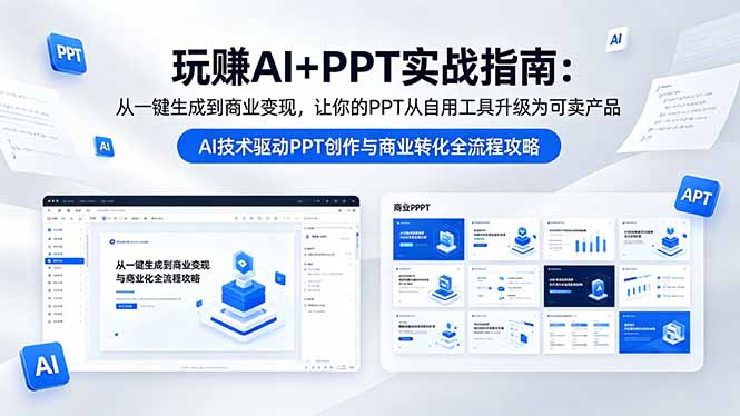 玩赚AI+PPT实战指南-更新5月13：从一键生成到商业变现，让你的PPT从自用工具升级为可卖产品 - 觅资源