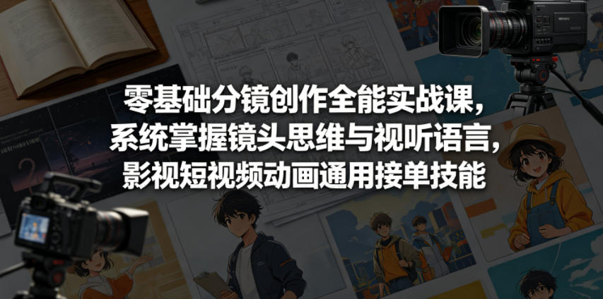 零基础分镜创作全能实战课，系统掌握镜头思维与视听语言，影视短视频动画通用接单技能 - 觅资源