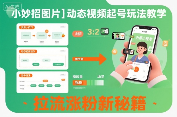 小妙招图片＋动态视频起号玩法教学，拉流涨粉新秘籍|YX网创
