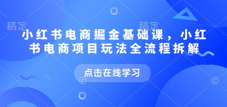 小红书电商掘金课，小红书电商项目玩法全流程拆解(更新5月)