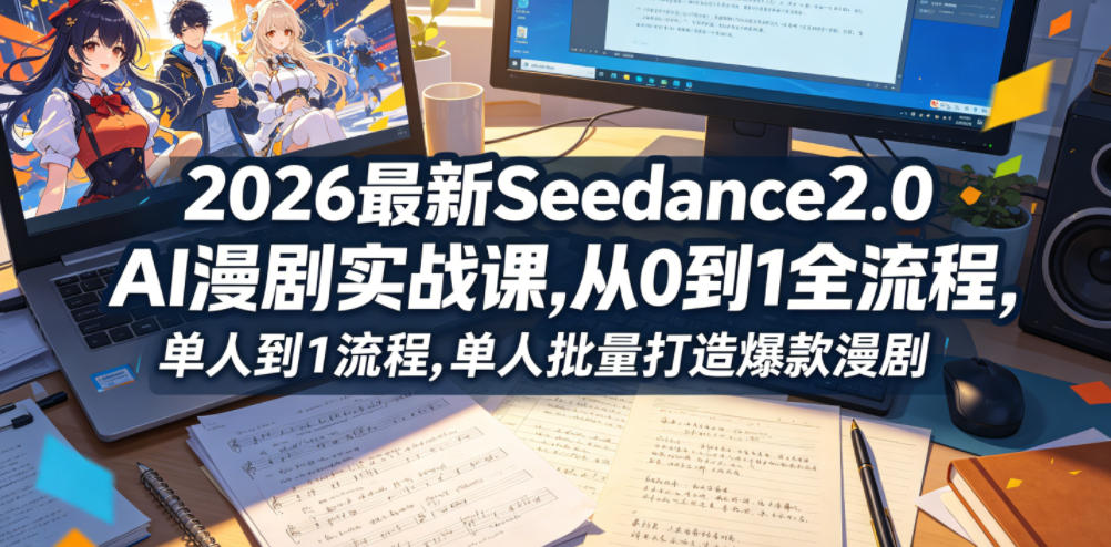 2026最新Seedance2.0 AI漫剧实战课,，从0到1全流程，单人批量打造爆款漫剧 - 觅资源