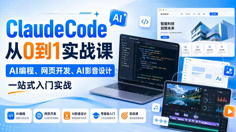 Claude Code从0到1实战课,AI编程、网页开发、AI影音设计一站式入门实战(更新)