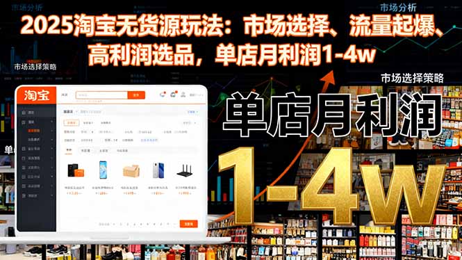 2025淘宝无货源玩法：市场选择、流量起爆、高利润选品，单店月利润1-4w|YX网创