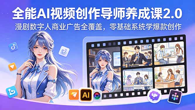 全能AI视频创作导师养成课2.0，漫剧数字人商业广告全覆盖，零基础系统学爆款创作 - 觅资源