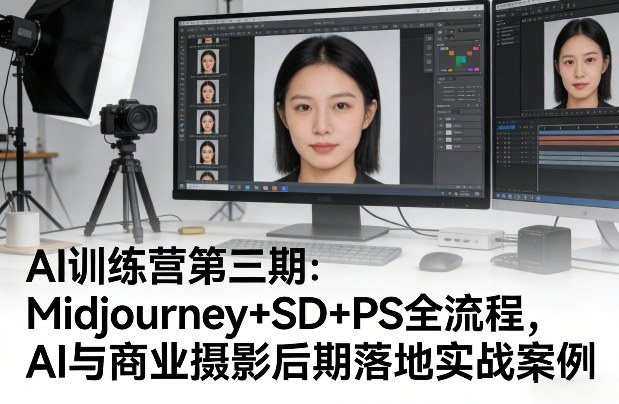 AI训练营第三期：Midjourney+SD+PS全流程，AI与商业摄影后期落地实战案例 - 觅资源