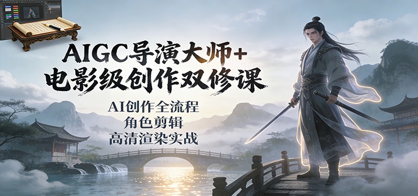 AIGC导演大师+电影级创作双修课：AI创作全流程、角色剪辑、高清渲染实战|YX网创