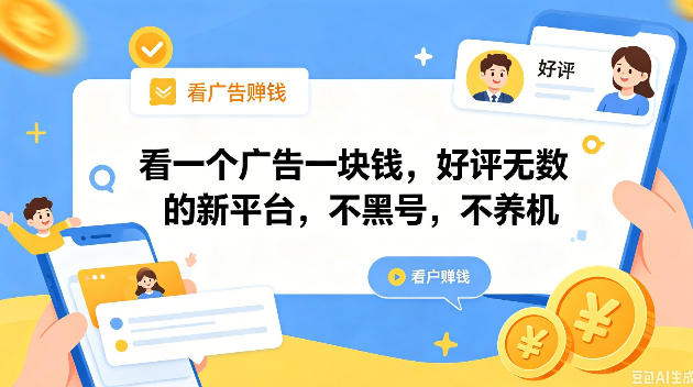 看一个广告一块钱，好评无数的新平台，不黑号，不养机，一撸几十块钱还是不错的【揭秘】 - 觅资源