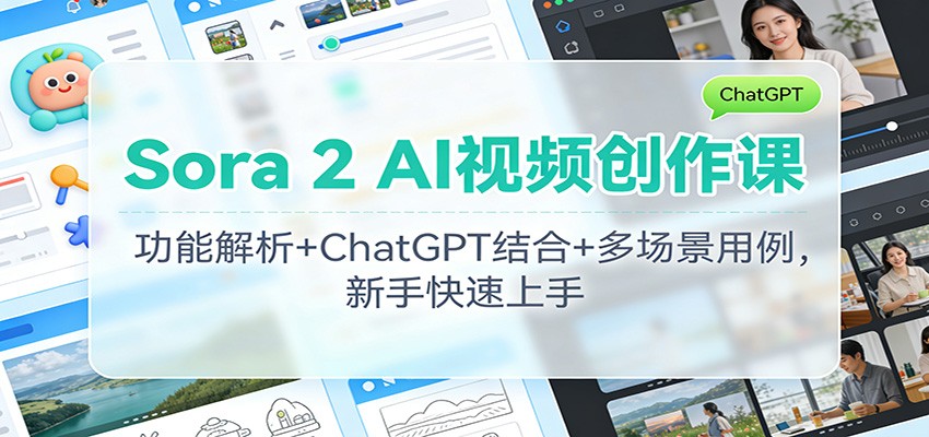 Sora 2 AI视频创作课：功能解析+ChatGPT结合+多场景用例，新手快速上手|YX网创