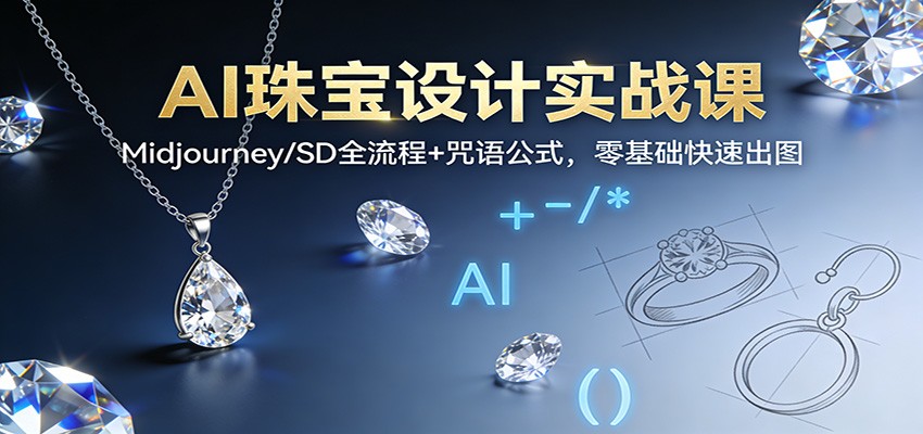 AI珠宝设计实战课：Midjourney/SD全流程+咒语公式，零基础快速出图|YX网创