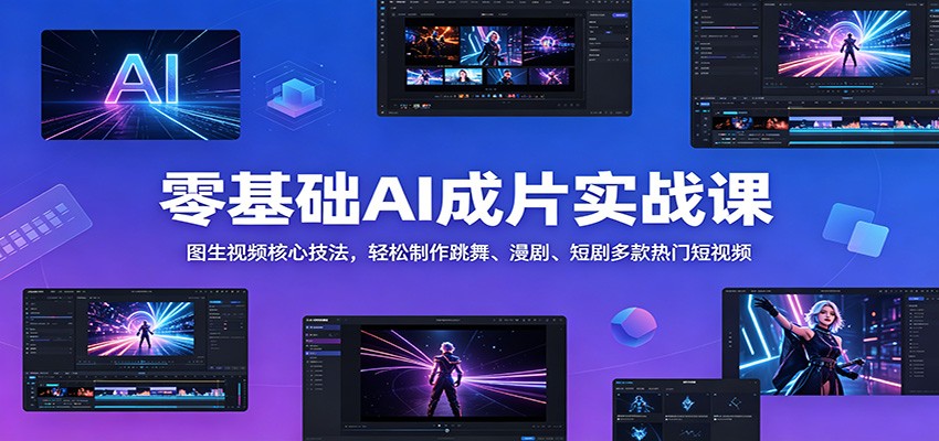 零基础AI成片实战课：图生视频核心技法，轻松制作跳舞、漫剧、短剧多款热门短视频 - 觅资源