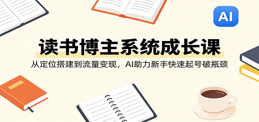 读书博主系统成长课：从定位搭建到流量变现，AI助力新手快速起号破瓶颈 - 觅资源