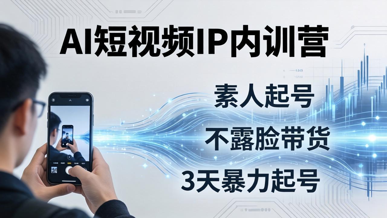 2026AI短视频IP内训营：从素人起号到不露脸带货，3天暴力起号全流程拆解 - 觅资源