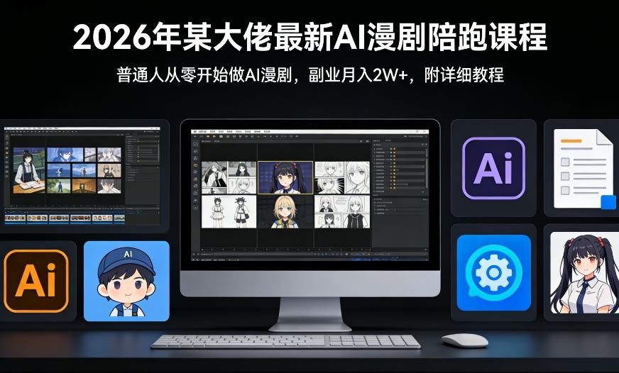 26年某大佬最新Ai漫剧陪跑课程，普通人从零开始做AI漫剧，副业月入2W+|中创学习社