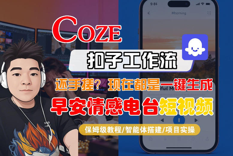 【Coze工作流搭建实操教程】【coze】早安情感电台日签视频还在手动做？用扣子工作流自动生成，省时90%|中创学习社