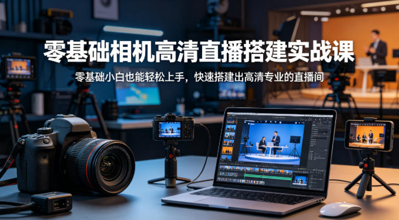 零基础相机高清直播间搭建实战课，小白也能轻松上手，快速搭建出高清专业的直播间 - 觅资源