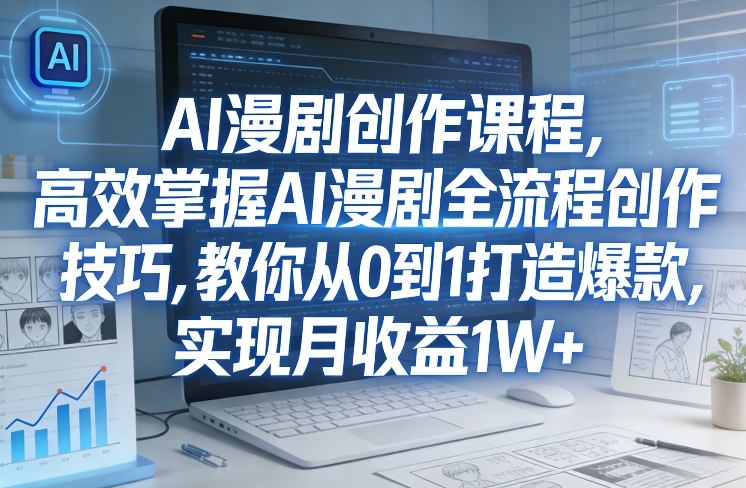 某社群AI漫剧创作课程，高效掌握AI漫剧全流程创作技巧，教你从0到1打造爆款，实现月收益1W+|中创学习社