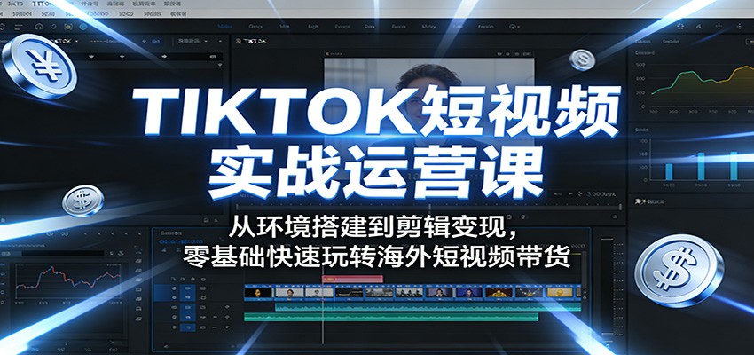 TIKTOK短视频实战运营课：从环境搭建到剪辑变现，零基础快速玩转海外短视频带货 - 觅资源