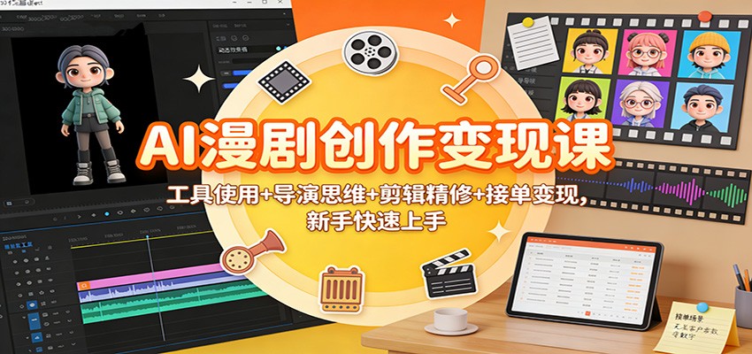 AI漫剧创作变现课：工具使用+导演思维+剪辑精修+接单变现，新手快速上手|YX网创