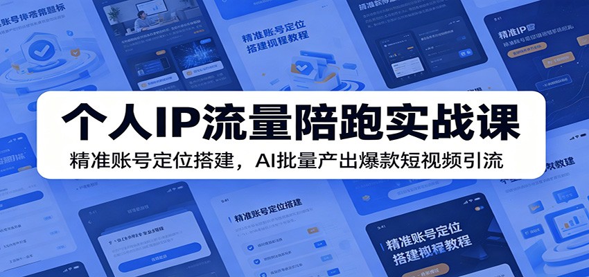 个人IP流量陪跑实战课：精准账号定位搭建，AI批量产出爆款短视频引流 - 觅资源