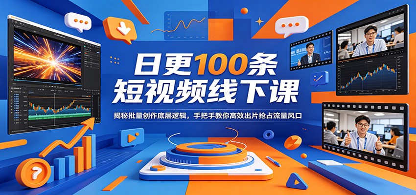 日更100条短视频线下课：揭秘批量创作底层逻辑，手把手教你高效出片抢占流量风口 - 觅资源