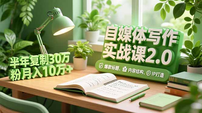 自媒体写作实战课2.0，爆款标题、内容结构、IP打造，半年复制30万粉月入10万+|YX网创