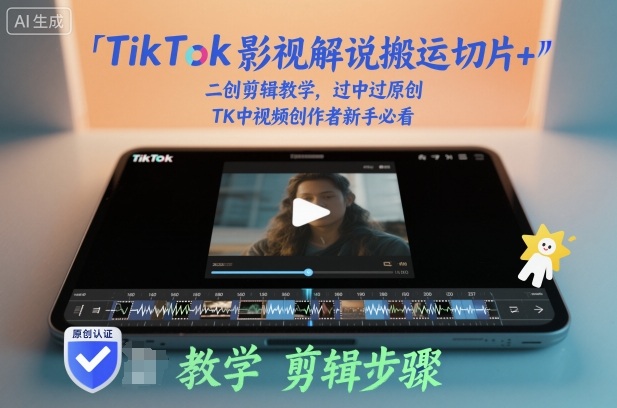 TikTok影视解说搬运切片+二创剪辑教学，过中过原创，TK中视频创作者新手必看|YX网创