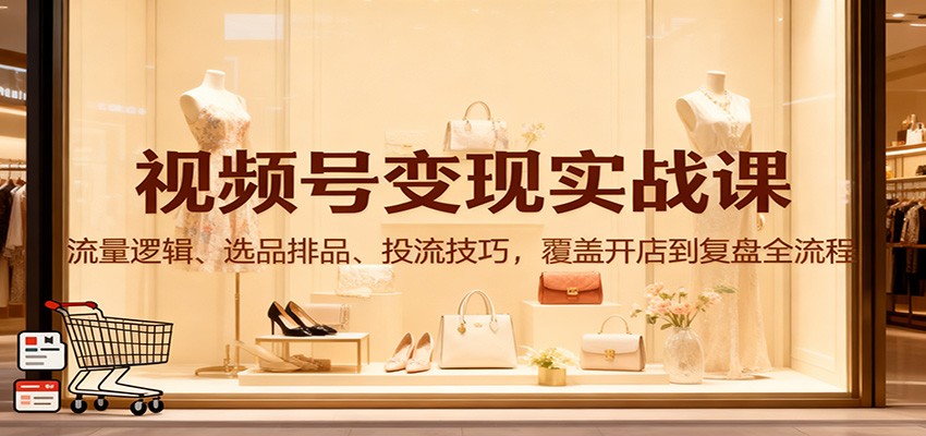 视频号变现实战课：流量逻辑、选品排品、投流技巧，覆盖开店到复盘全流程|YX网创