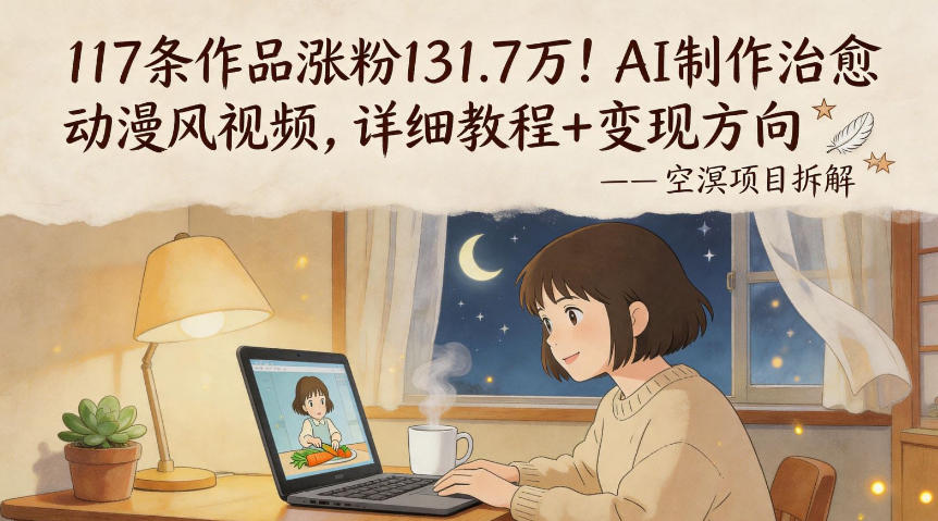 117条作品涨粉131.7W！AI制作治愈动漫风视频，详细教程+变现方向 - 觅资源