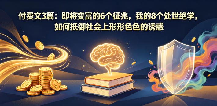 付费文3篇：即将变富的6个征兆，我的8个处世绝学，如何抵御社会上形形色色的诱惑 - 觅资源