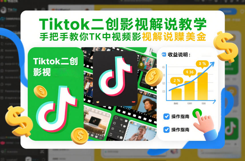Tiktok二创影视解说教学，手把手教你TK中视频影视解说賺美金(更新26年1月)|中创学习社