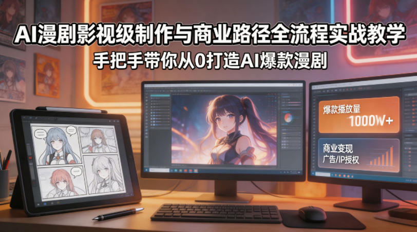 AI漫剧影视级制作与商业路径全流程实战教学，手带你从0打造AI爆款漫剧 - 觅资源