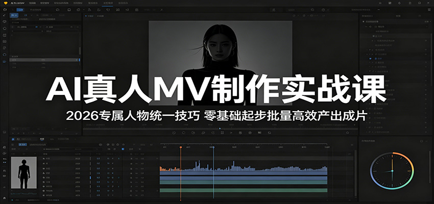 AI真人MV制作实战课：2026专属人物统一技巧，零基础起步批量高效产出成片 - 觅资源