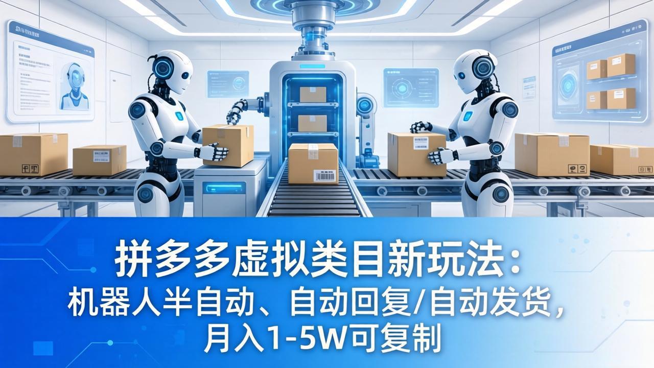 拼多多虚拟类目新玩法：机器人半自动、自动回复 /自动发货，月入 1-5W 可复制 - 觅资源