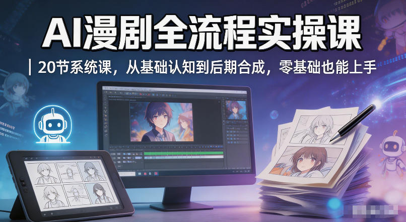 AI漫剧全流程实操课｜20节系统课，从基础认知到后期合成，零基础也能上手 - 觅资源