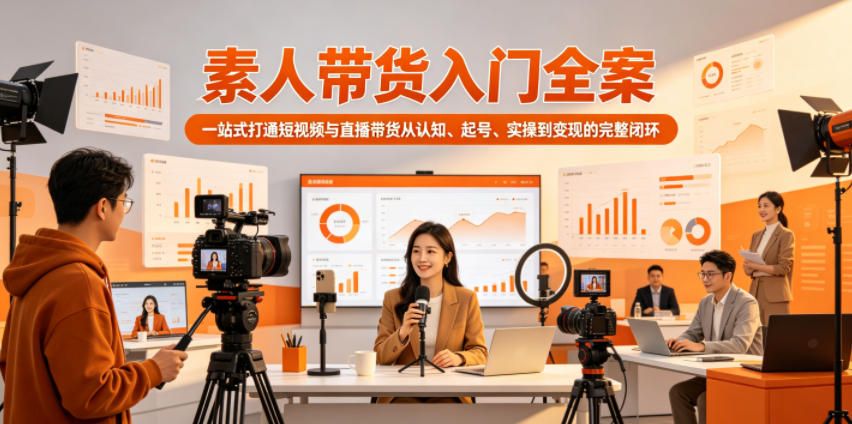 素人带货入门全案，一站式打通短视频与直播带货从认知、起号、实操到变现的完整闭环 - 觅资源