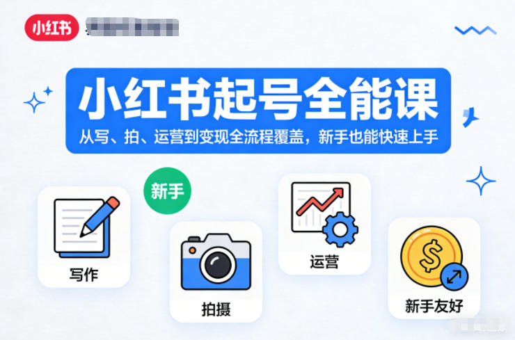小红书起号全能课，从写、拍、运营到变现全流程覆盖，新手也能快速上手|YX网创