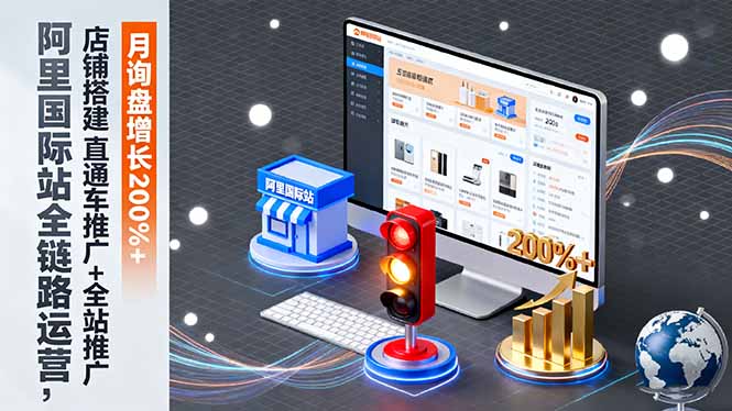 阿里国际站全链路运营，店铺搭建+直通车推广+全站推广，月询盘增长200%+|YX网创