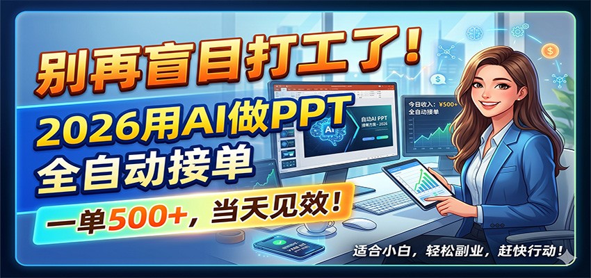 别再盲目打工了！2026用AI做PPT全自动接单，一单5张+，当天见效！ - 觅资源