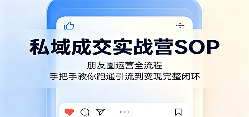 私域成交实战营SOP：朋友圈运营全流程，手把手教你跑通引流到变现完整闭环 - 觅资源