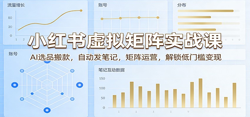 小红书虚拟矩阵实战课：AI选品搬款，自动发笔记，矩阵运营，解锁低门槛变现 - 觅资源
