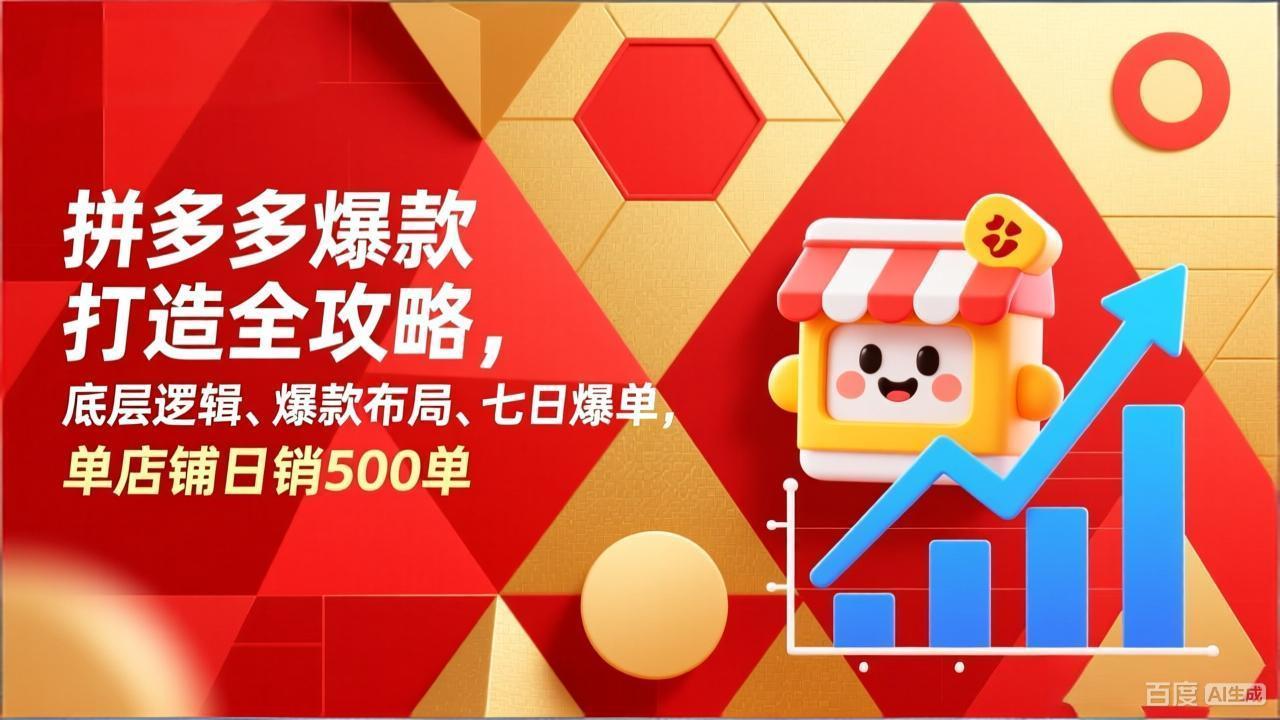 拼多多爆款打造全攻略，底层逻辑、爆款布局、七日爆单，单店铺日销500单|中创学习社