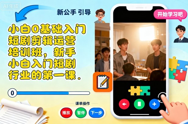 小白0基础入门短剧剪辑运营培训班，新手小白入门短剧行业的第一课|YX网创